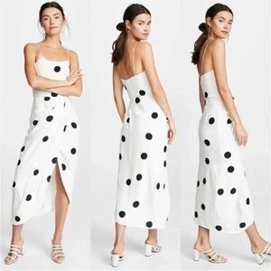 10 Crosby Derek Lam White and Black Polka Dot Midi Dress size 0